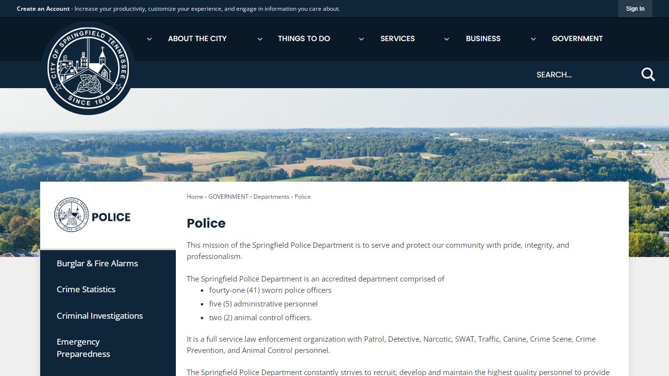 Police | Springfield, TN - Official Website